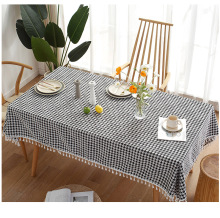 polyester and linen houndstooth thickened table cloth