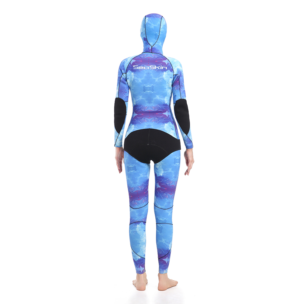 Seaskin Blue Camo Spearfishing Wetsuits untuk Wanita