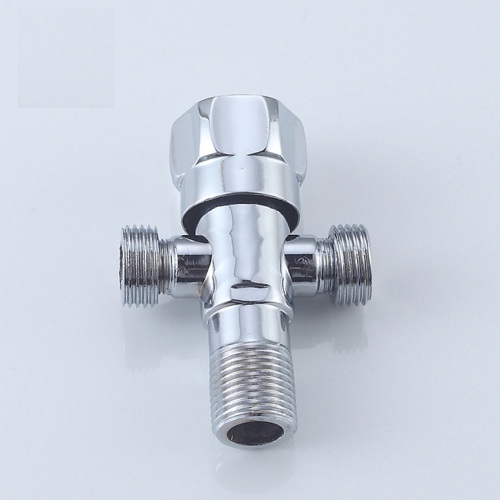 Three-way zinc ninety degree angle valve for bathroom