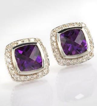 7mm Amethyst Petite Albion Sterling Silver Earrings