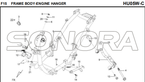 F15 FRAME BODY ENGINE HANGER för HU05W-C MIO 50 Reservdel Toppkvalitet