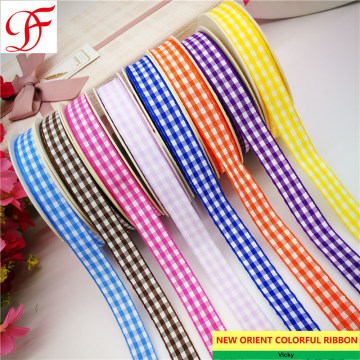 Factory Gingham Ribbon Double/Single Face Satin Sheer Organza Taffeta Hemp Metallic Ribbon for Wrapping/Bows