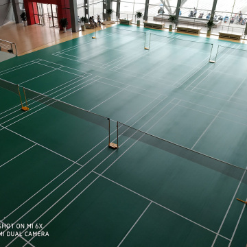 lantai olahraga pvc hijau untuk lapangan bulu tangkis
