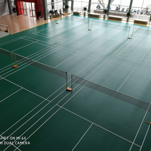 Pavimento deportivo de pvc verde para cancha de bádminton