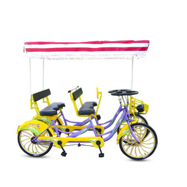 2020 new design tandem bicycle 4 seater,quadricycle 4 seats bike with hand brake control/Tourist Sightseeing bike