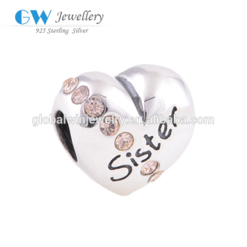 Custom Silver Bead 925 Silver Sister Charm Family Body Bead