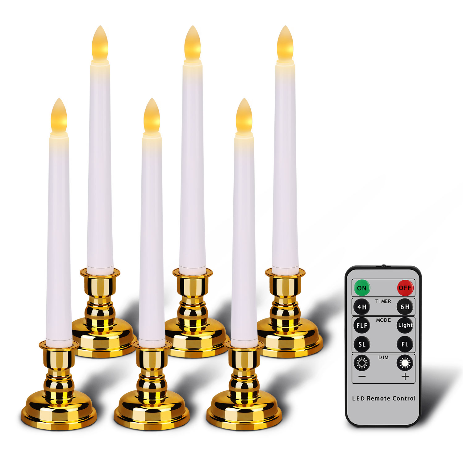 Battery Operated Flickering LED Cream Taper Candles 