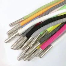 5mm x 130cm Cotton Cord with Metal Tips - Braided Ropes for Hoodies and Garments