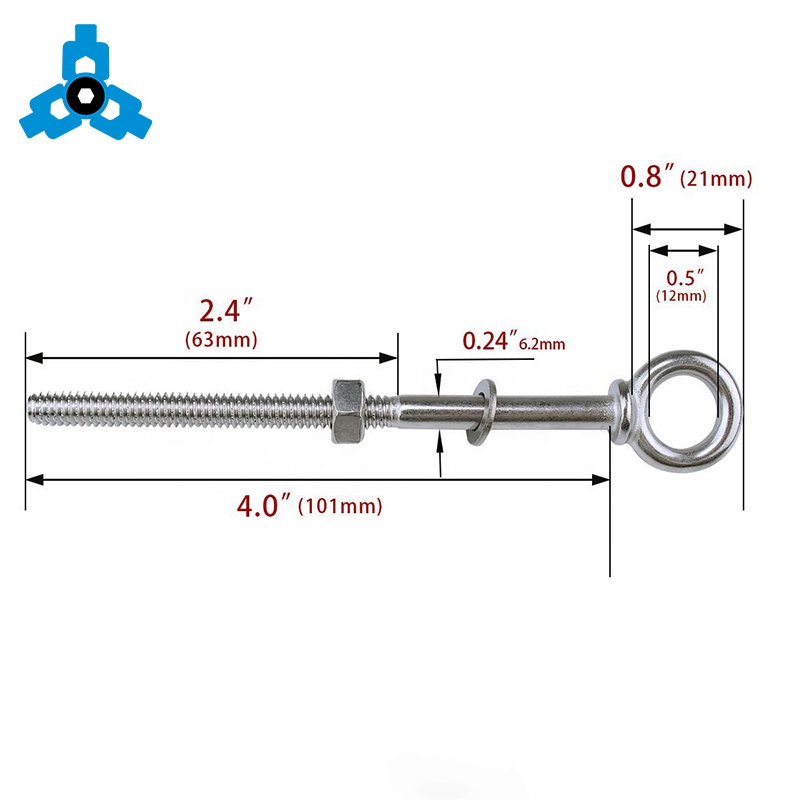 Eye Bolt With Nut Stainless Steel Galvanized Long Lifting Ring Bolt OEM Stock Support