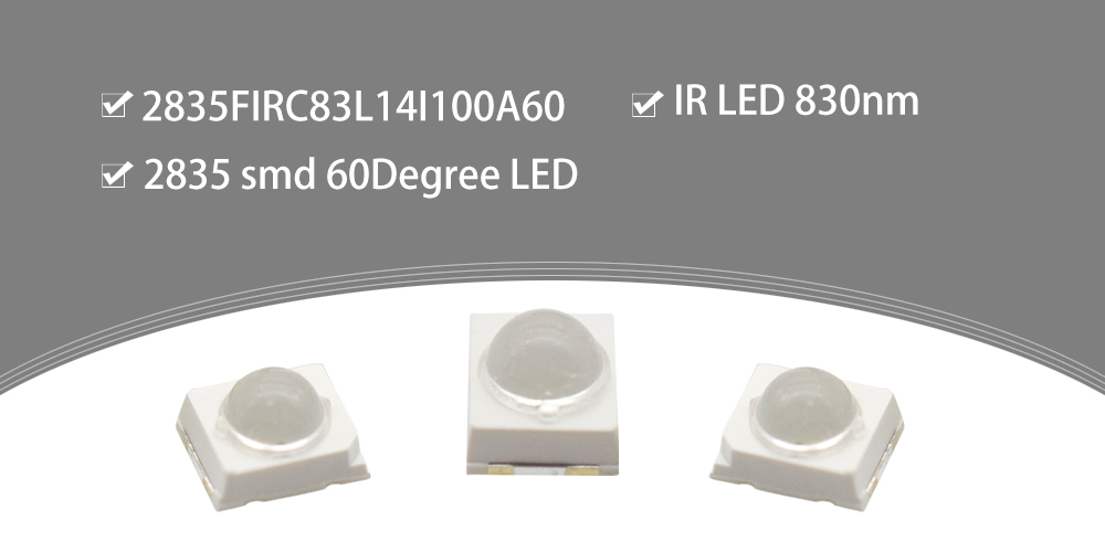 2835FIRC81L14I100A60 830nm IR LED PLCC2 SMD Dome Lens 60-Degree 830 nm led smd