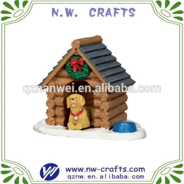 Polyresin Cabin dog house Christmas decoration accessory