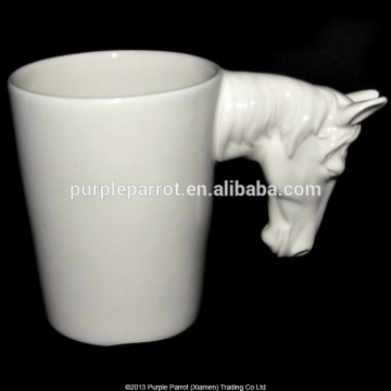 White Shaped Handle Mug Horse