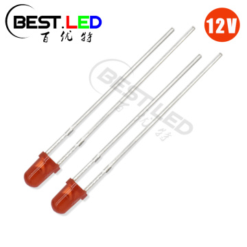 12V 3MM ریڈ ایل ای ڈی بلٹ ان ریزرٹر ڈی سی