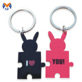 Metal chinese funny couple keychain set