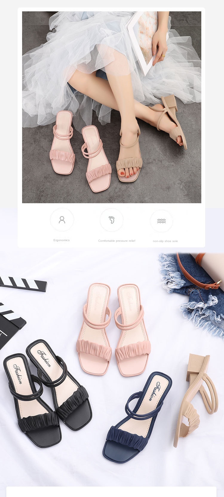 2021 Summer Beach Garden Fashion Sandals For Women Designer shoes Anti-Slip Sandals for women Mid-heel Sandals