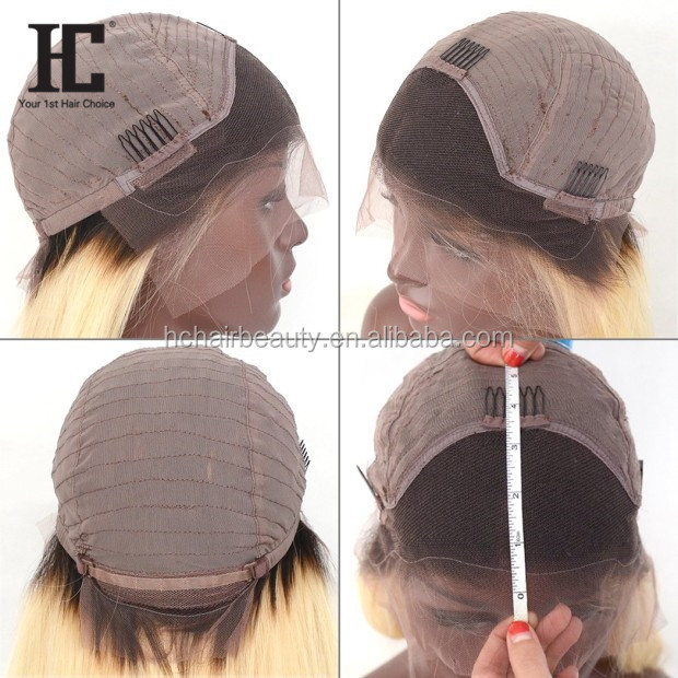 Dark Root Ombre T1B/#613  Lace Front Wig Brazilian Remy Straight Ombre Blonde Wigs Lace Front Human Hair Wigs Pre Plucked