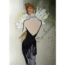 Ptetty Lady in the woods glass mosaic art tile wall mural