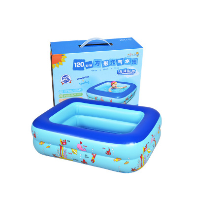 PVC inflatable 120cm baby bath pool portable blue rectangle SPA pool In Stock