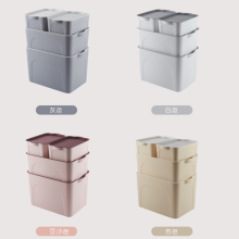 Multi-Size Stackable Plastic Organizer Bins for Household Storage Containers