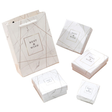 Wholesale Custom Jewelry Packaging Boxes - White Beige Marble Cardboard Lid Boxes