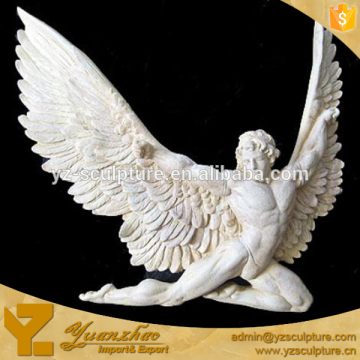 life size carved marble flying male angel sculpture
