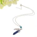 Lapis lazuli veer zeshoekig prisma hanger choker ketting