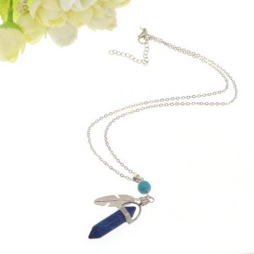 Feather Hexagonal Prism Pendant Necklace