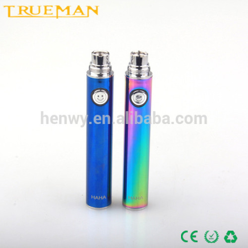 Very hot best battery e-cigarette evod micro usb port HAHA battery with 510 thread