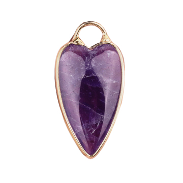 Amethyst Long Heart Pendant Wrap Gold for Making Jewlery