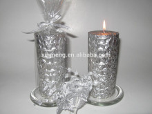 Embossed Pillar Wax Candle for Decoration 6x12.5cm height