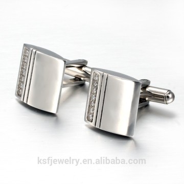 Men's Stainless Steel Cufflink Blanks With Stone