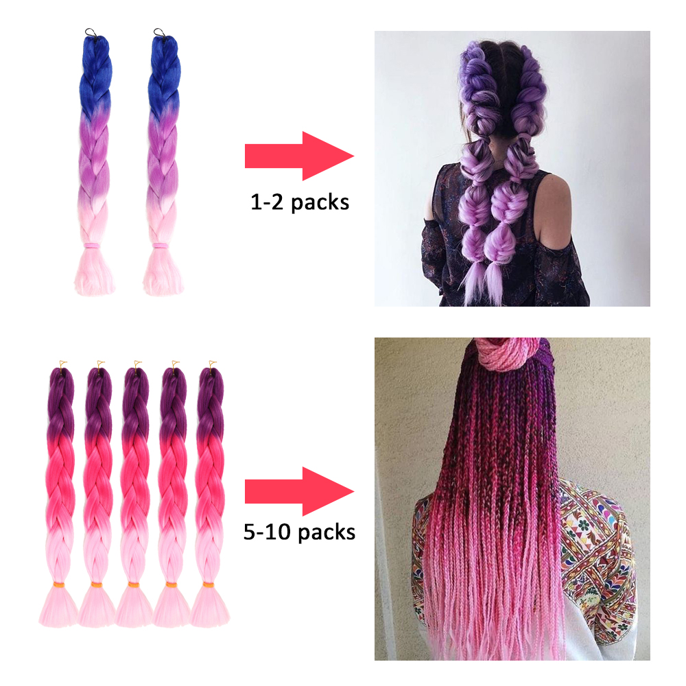 Synthetic Hair 41 Inches 165g Crochet Hair Black Brown Pink Long Jumbo Braid Crochet X pression ombre Braiding Hair