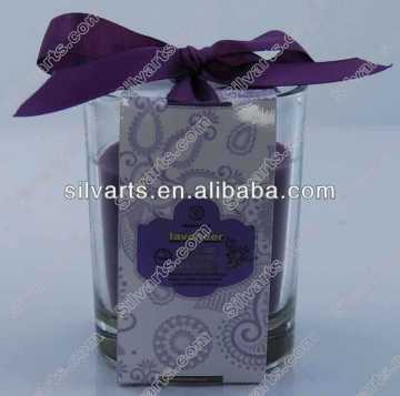 natural candle in glass jar with a box