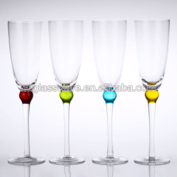 8oz crystal champagne flute with color bead
