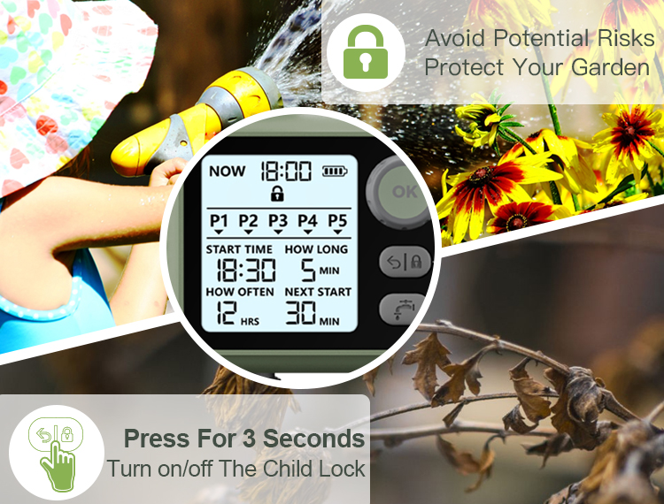 Automatic Backlit LCD Display Digital Smart Irrigation Water Timer Controller System For Outdoor Use