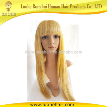 Wholesale good quality synthetic wigs long hair wigs yellow color wigs