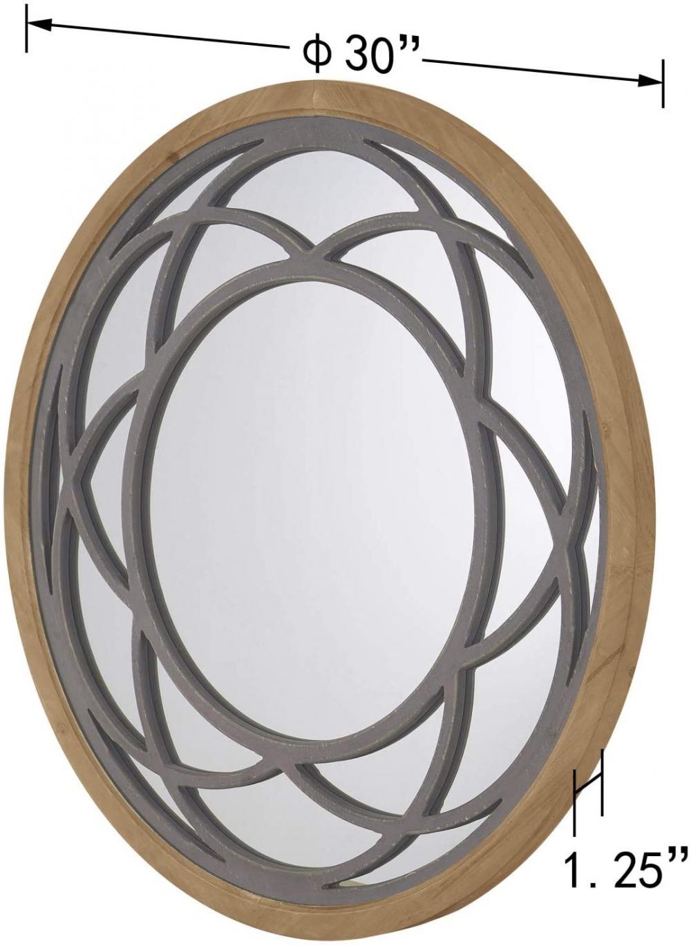 Espelho de parede decorativo redondo rústico