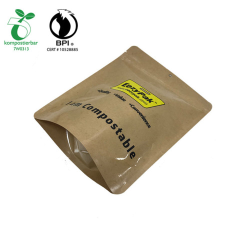 Food Grade Cornstarch high barrier Kraft paper Stå opp bolsa zip doypack