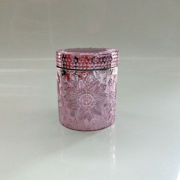 Tarro de cristal coloreado del modelo del loto para el caramelo / la vela