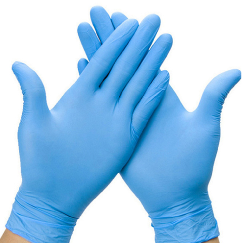 Guantes de nitrilo azul guantes de examen médico