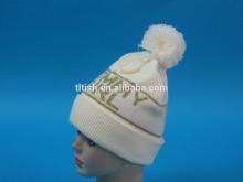 hot selling white knitting winter beanie hats