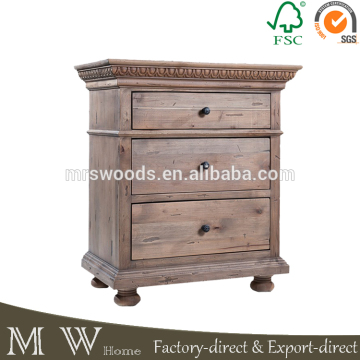 french vintage old wood nightstand, recycled wood old rustic style nightstand, old wood nightstand