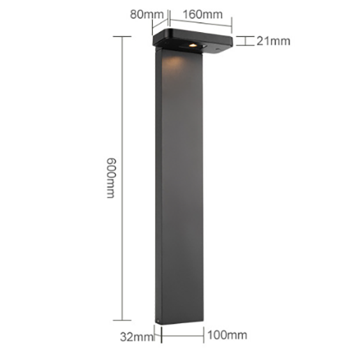 7W Waterproof Aluminum Bollard Light Fixture Size