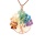 Collier pendentif rond en cristal de guérison avec des pierres précieuses naturelles enveloppées de fil d&#39;arbre de vie