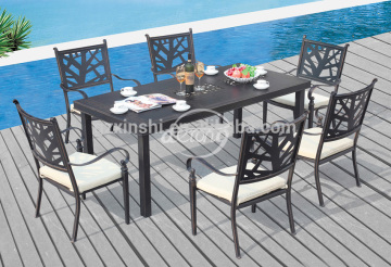 durable Cast aluminum garden 6 seats dining set,Cast aluminum table&chairs