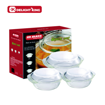 6pcs glass Pots Big Sizes Glass Casseroles Set