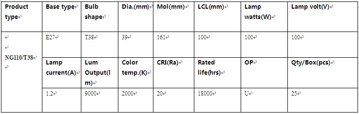 Sodium Lamp 110W