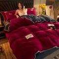 Velvet Duvet Cover Bedsheet King Size Bộ đồ giường màu xám