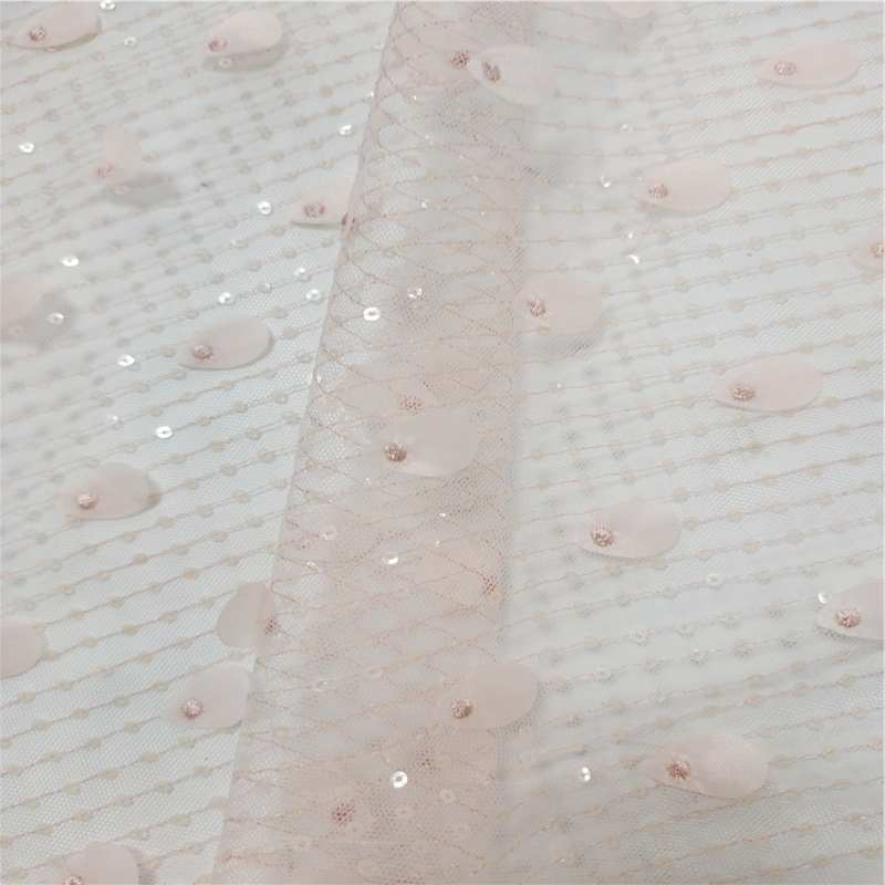Tissu de dentelle de broderie de paillettes Sequin Embroidery Lace Fabric