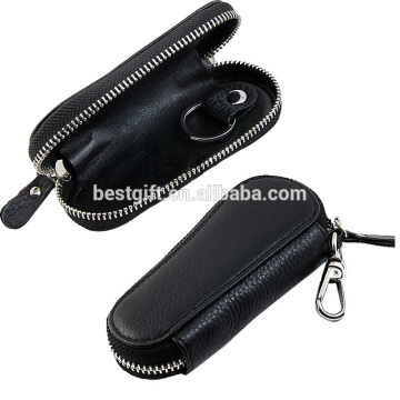 pu/ leather black zipper key holder personalized keychain